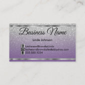 Eyelashes en Brows - Paarse en zilverglitter Visitekaartje (Achterkant)