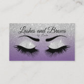Eyelashes en Brows - Paarse en zilverglitter Visitekaartje (Voorkant)