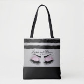 Eyelashes en Brows -  roze glitter Tote Bag (Voorkant)