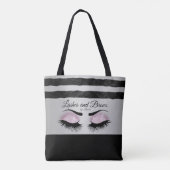 Eyelashes en Brows -  roze glitter Tote Bag (Achterkant)