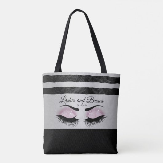Eyelashes en Brows -  roze glitter Tote Bag (Achterkant)