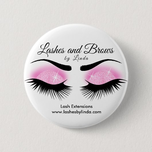 Eyelashes en Brows - Roze Ronde Button 5,7 Cm (Voorkant)