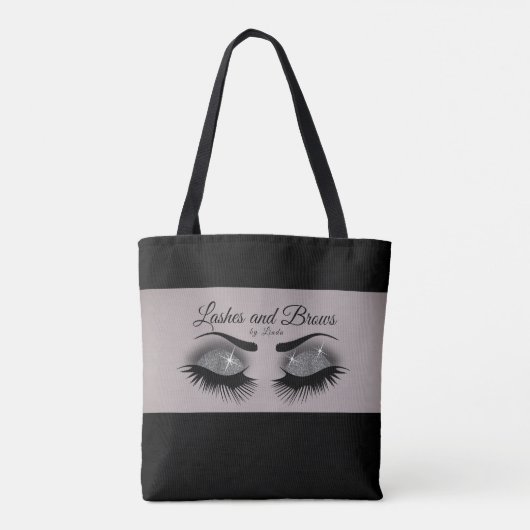 Eyelashes en Brows - Smokey Gray Silver Tote Bag (Achterkant)