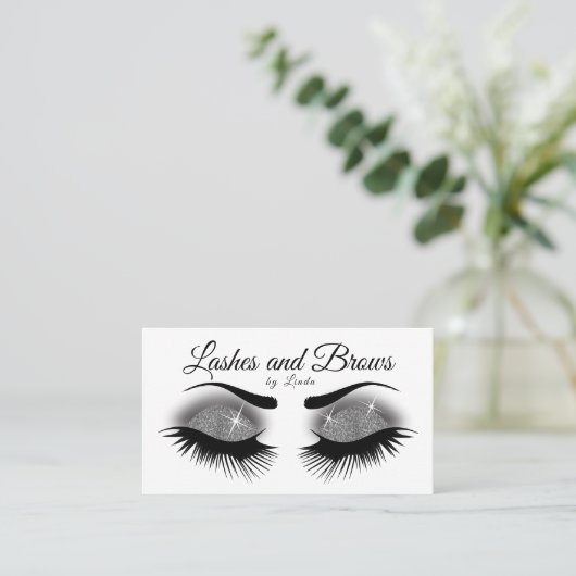 Eyelashes en Brows - Smokey Grey Glitter Visitekaartje (Staand voorkant)