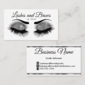 Eyelashes en Brows - Smokey Grey Glitter Visitekaartje (Voorkant / Achterkant)