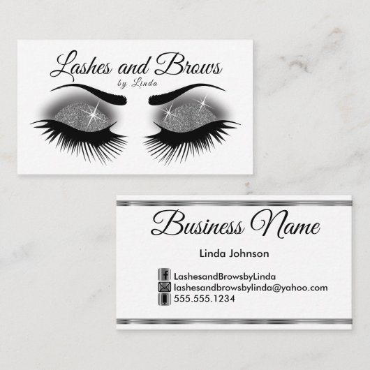 Eyelashes en Brows - Smokey Grey Glitter Visitekaartje (Voorkant / Achterkant)