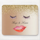 Eyelashes en Lips Gold Glitter Ombre Muismat (Voorkant)