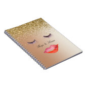 Eyelashes en Lips Gold Glitter Ombre Notitieboek (Rechterzijde)