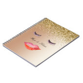 Eyelashes en Lips Gold Glitter Ombre Notitieboek (Linkerzijde)