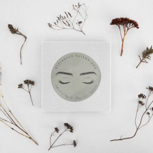 Eyelashes Extensions Faux Folie Stars Packaging Ronde Sticker