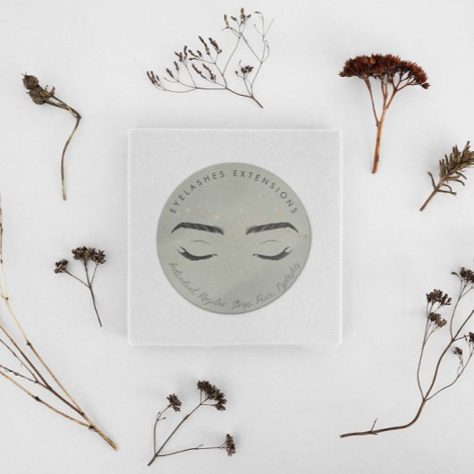 Eyelashes Extensions Faux Folie Stars Packaging Ronde Sticker