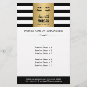 Eyelashes Eyebrows Gold Black White Stripes Flyer