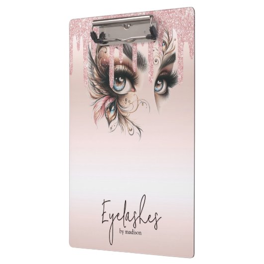 EyeLashes Glam Champagne Dripping Glitter Notitieb Klembord (Links)