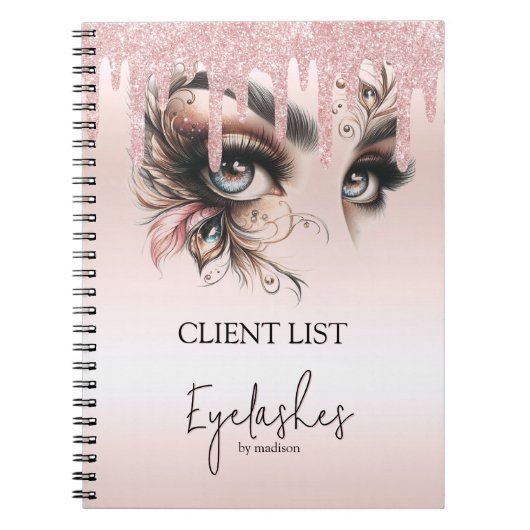 EyeLashes Glam Champagne Dripping Glitter Notitieb Notitieboek (Voorkant)