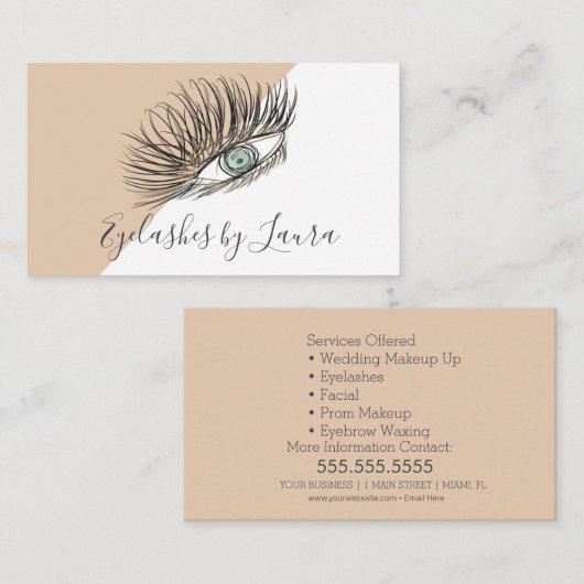 Eyelashes Hand Drawn Eye Salon Visitekaartje (Voorkant / Achterkant)