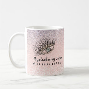 Eyelashes Hand Drawn Salon Business Glitter Koffiemok