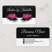 Eyelashes - Hot Pink Glitter Visitekaartje (Voorkant / Achterkant)