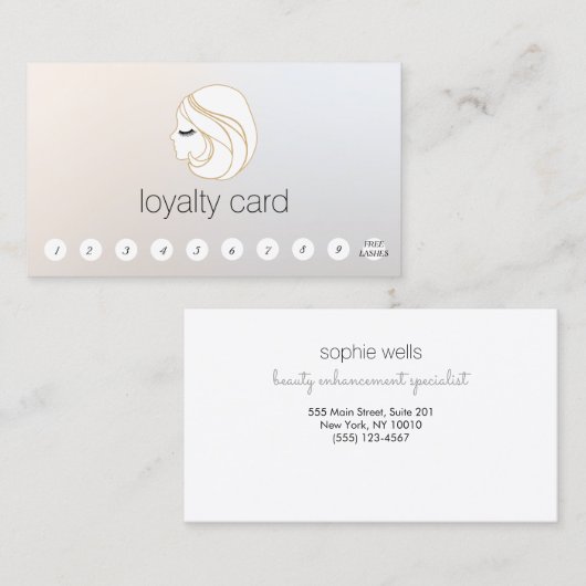 EyeLashes Lash Extension Customer Loyalty 10 Punch (Voorkant / Achterkant)