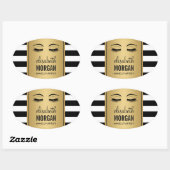 Eyelashes Logo Makeup Artiest Gold Stripes Ovale Sticker (Vel)