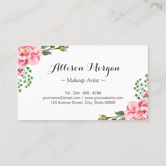 Eyelashes Makeup Artist Romantic Floral Wrapping Visitekaartje (Achterkant)