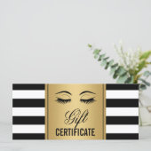 Eyelashes Makeup Gift Certificate Gold B&W Stripes (Staand voorkant)
