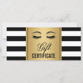 Eyelashes Makeup Gift Certificate Gold B&W Stripes (Voorkant)