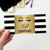Eyelashes Makeup Gift Certificate Gold B&W Stripes