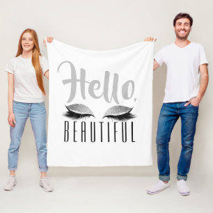 Eyelashes Makeup Hallo Beauful Black en White Fleece Deken