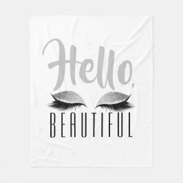 Eyelashes Makeup Hallo Beauful Black en White Fleece Deken