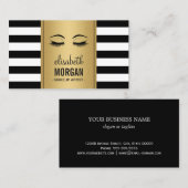 Eyelashes Makeup Logo Gold Black White Stripes Visitekaartje (Voorkant / Achterkant)