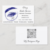 Eyelashes Makeup Microblade Logo Qr Code Blue Visitekaartje (Voorkant / Achterkant)