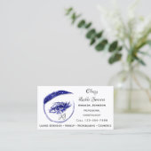 Eyelashes Makeup Microblade Logo Qr Code Blue Visitekaartje (Staand voorkant)
