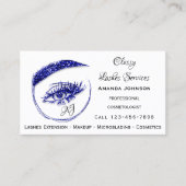 Eyelashes Makeup Microblade Logo Qr Code Blue Visitekaartje (Voorkant)