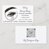 Eyelashes Makeup Microblade Logo QrCode Brown Visitekaartje (Voorkant / Achterkant)