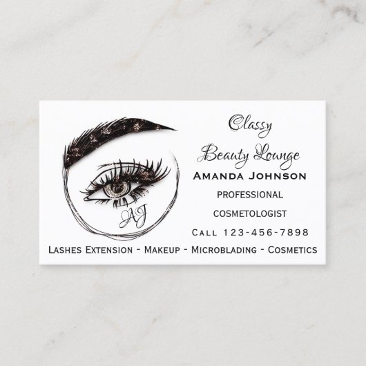 Eyelashes Makeup Microblade Logo QrCode Brown Visitekaartje (Voorkant)