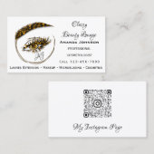 Eyelashes Makeup Microblade Logo QrCode Gold Heart Visitekaartje (Voorkant / Achterkant)