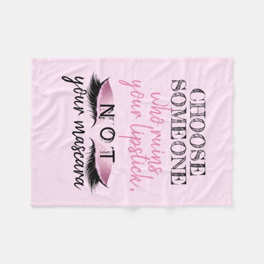 Eyelashes Makeup Roze Girly Quote Fleece Deken (Voorkant (Horizontaal))