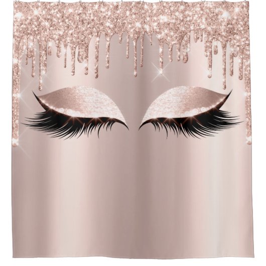 Eyelashes Makeup Spark Roos Girly Drift Douchegordijn (Voorkant)