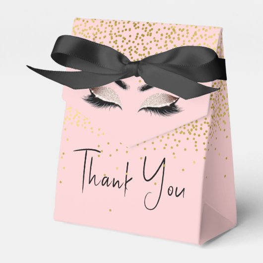 Eyelashes met Gold Glitter Bedankdoosjes (Voorkant Zijde)