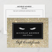 Eyelashes met Gold Glitter Gift Certificate (Voorkant / Achterkant)