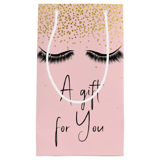 Eyelashes met Gold Glitter Klein Cadeauzakje (Voorkant)