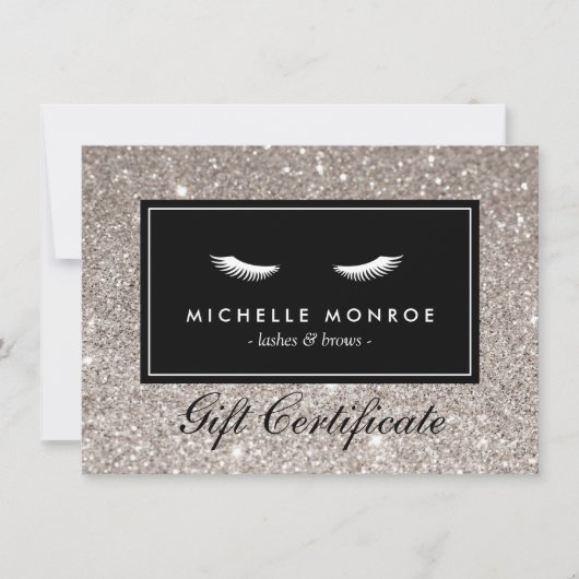 Eyelashes met Silver Glitter Gift Certificate (Voorkant)
