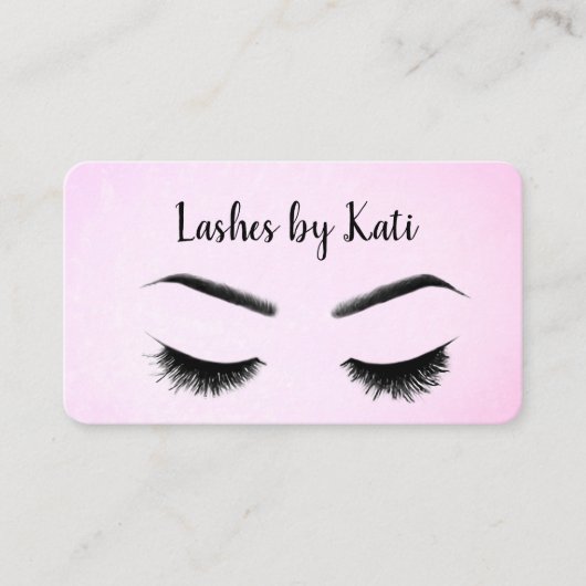 Eyelashes op roze visitekaartje (Voorkant)