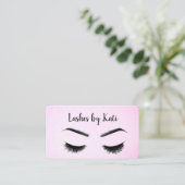 Eyelashes op roze visitekaartje (Staand voorkant)