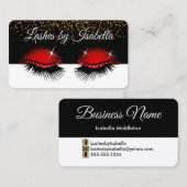 Eyelashes - Rode glitter Visitekaartje (Voorkant / Achterkant)