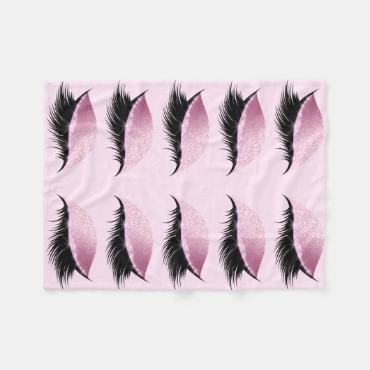 Eyelashes Roze Glitter Girly Fleece Deken (Voorkant (Horizontaal))