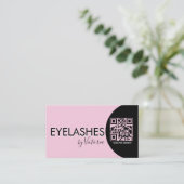 Eyelashes Salon Beauty Eyelashes QR CODE Roze Visitekaartje (Staand voorkant)