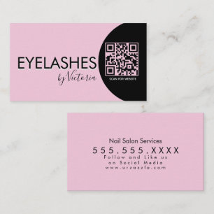 Eyelashes Salon Beauty Eyelashes QR CODE Roze Visitekaartje