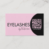 Eyelashes Salon Beauty Eyelashes QR CODE Roze Visitekaartje (Voorkant)