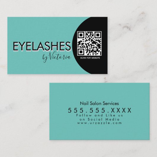 Eyelashes Salon Beauty Eyelashes QR CODE Visitekaartje (Voorkant / Achterkant)